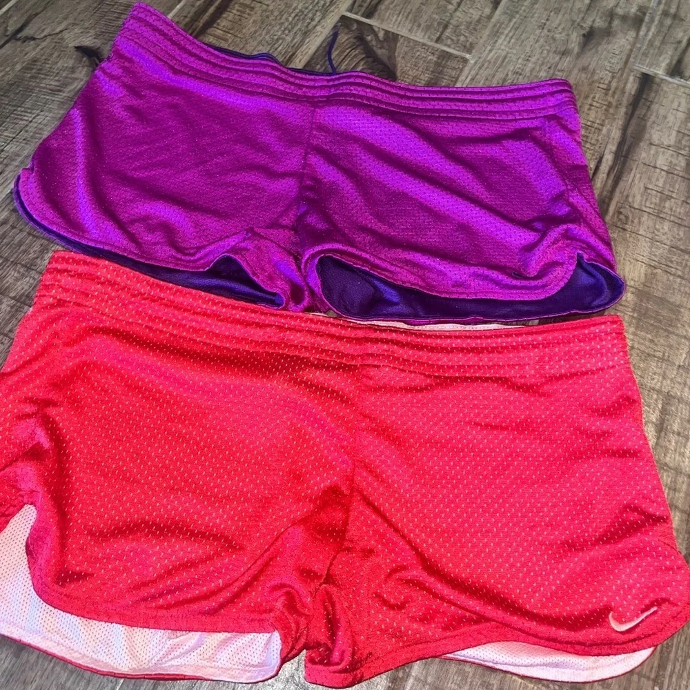 Lot of 2 Nike Shorts Womens Small Running Athletic Drawstring Pink Purple